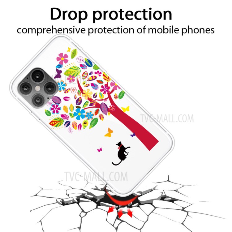 Pattern Printing TPU Soft Phone Cover for iPhone 12 Pro/12 - Colorful Tree-2