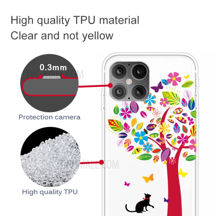 Pattern Printing TPU Soft Phone Cover for iPhone 12 Pro/12 - Colorful Tree-3