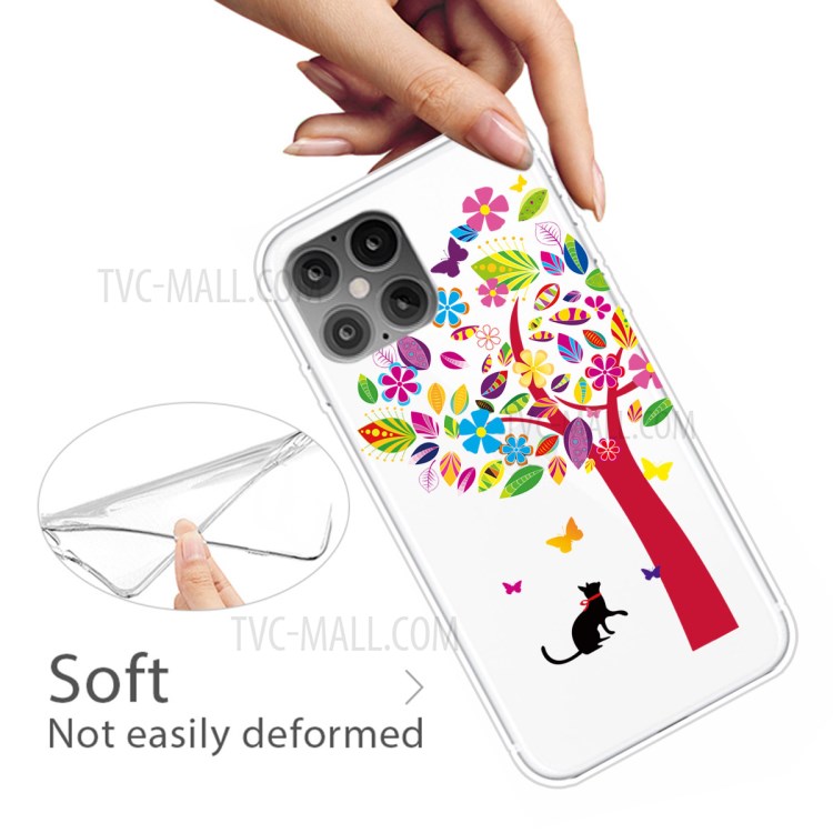 Pattern Printing TPU Soft Phone Cover for iPhone 12 Pro/12 - Colorful Tree-4