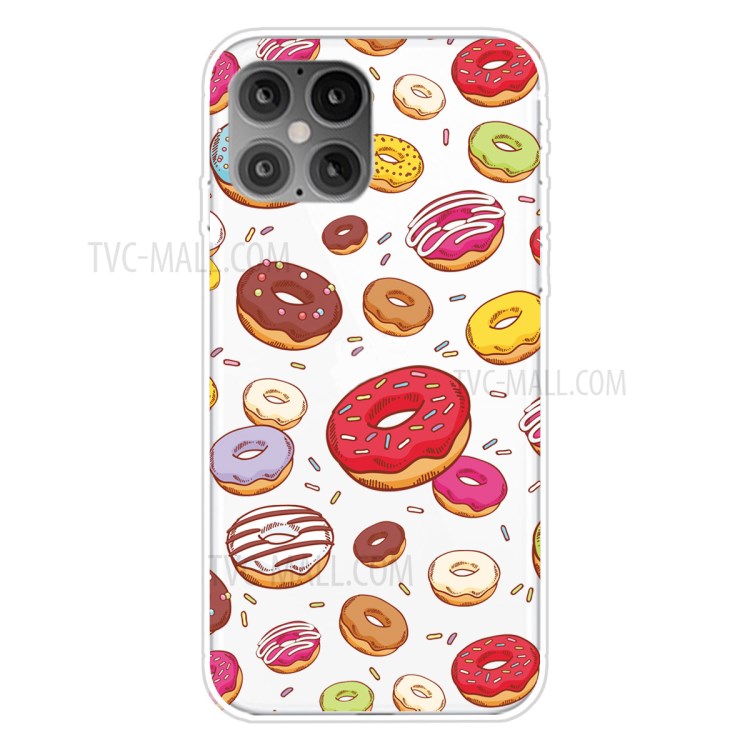 Pattern Printing TPU Soft Phone Cover for iPhone 12 Pro/12 - Donuts-1