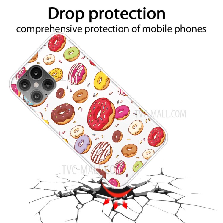 Pattern Printing TPU Soft Phone Cover for iPhone 12 Pro/12 - Donuts-2