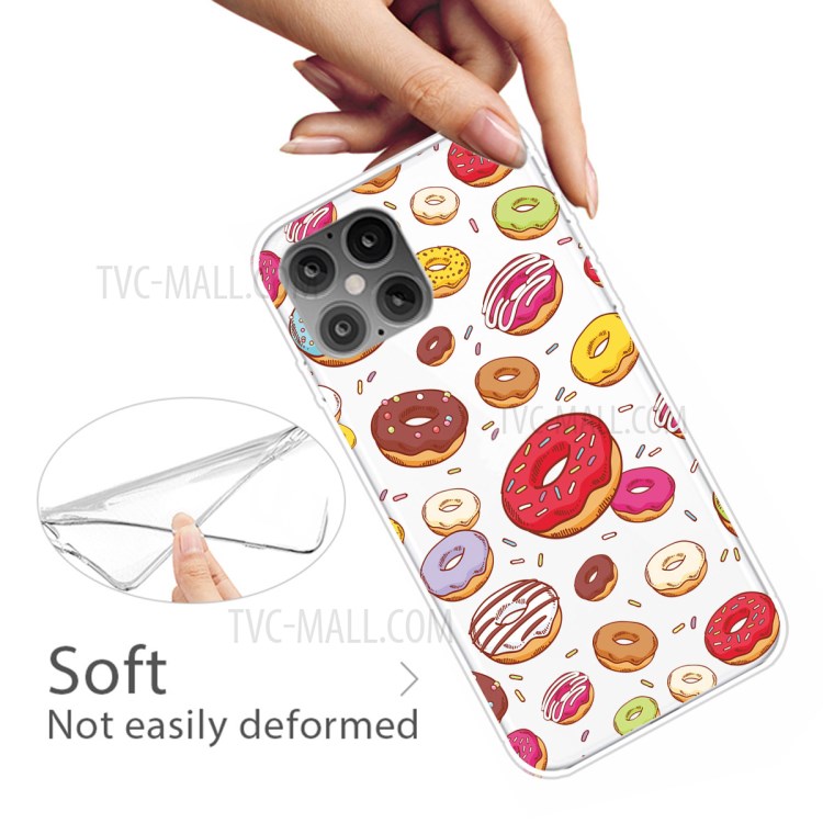 Pattern Printing TPU Soft Phone Cover for iPhone 12 Pro/12 - Donuts-4