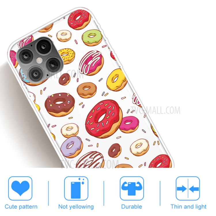 Pattern Printing TPU Soft Phone Cover for iPhone 12 Pro/12 - Donuts-5
