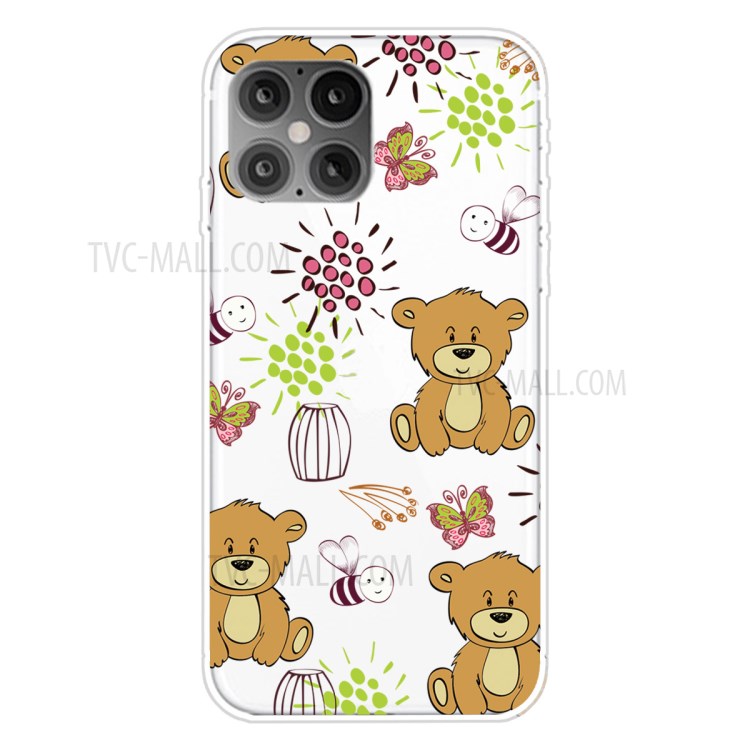 Pattern Printing TPU Back Protective Cover for iPhone 12 5.4-inch - Bear-1