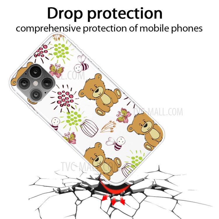 Pattern Printing TPU Back Protective Cover for iPhone 12 5.4-inch - Bear-2