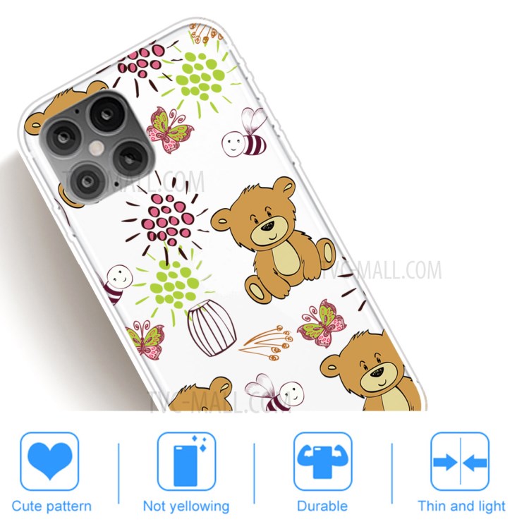 Pattern Printing TPU Back Protective Cover for iPhone 12 5.4-inch - Bear-5