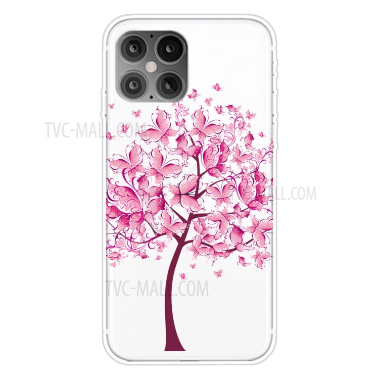 Pattern Printing TPU Back Protective Cover for iPhone 12 mini - Pink Tree-1