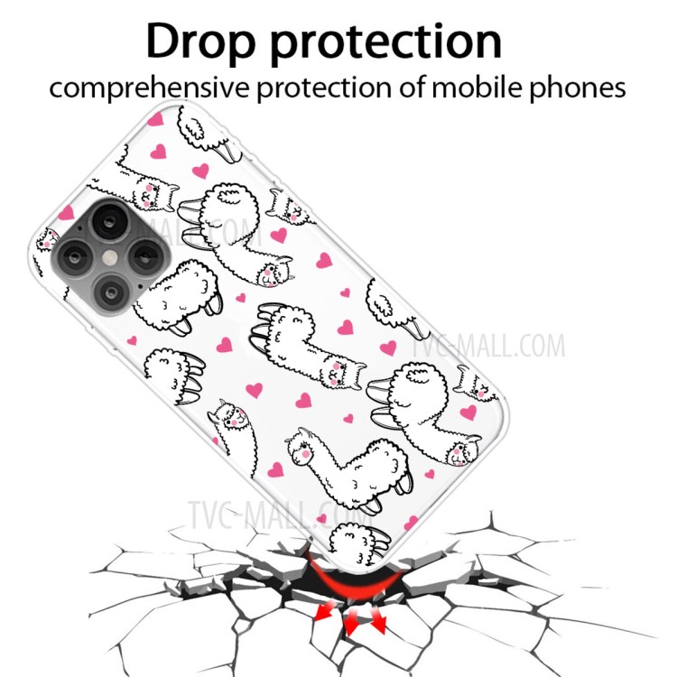 Pattern Printing TPU Back Protective Cover for iPhone 12 mini - Alpaca-2