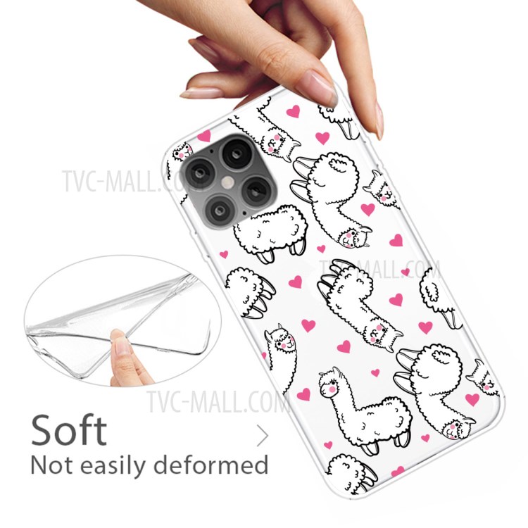Pattern Printing TPU Back Protective Cover for iPhone 12 mini - Alpaca-4