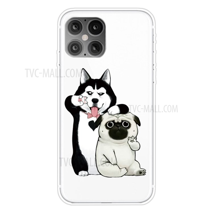Pattern Printing TPU Back Protective Cover for iPhone 12 mini - Dogs-1