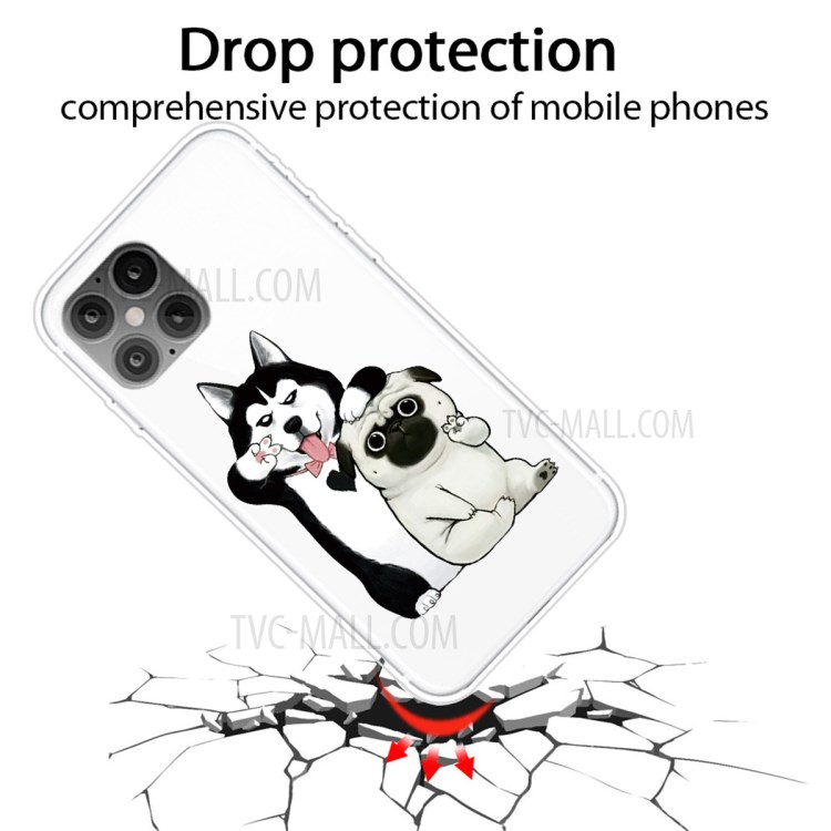 Pattern Printing TPU Back Protective Cover for iPhone 12 mini - Dogs-2