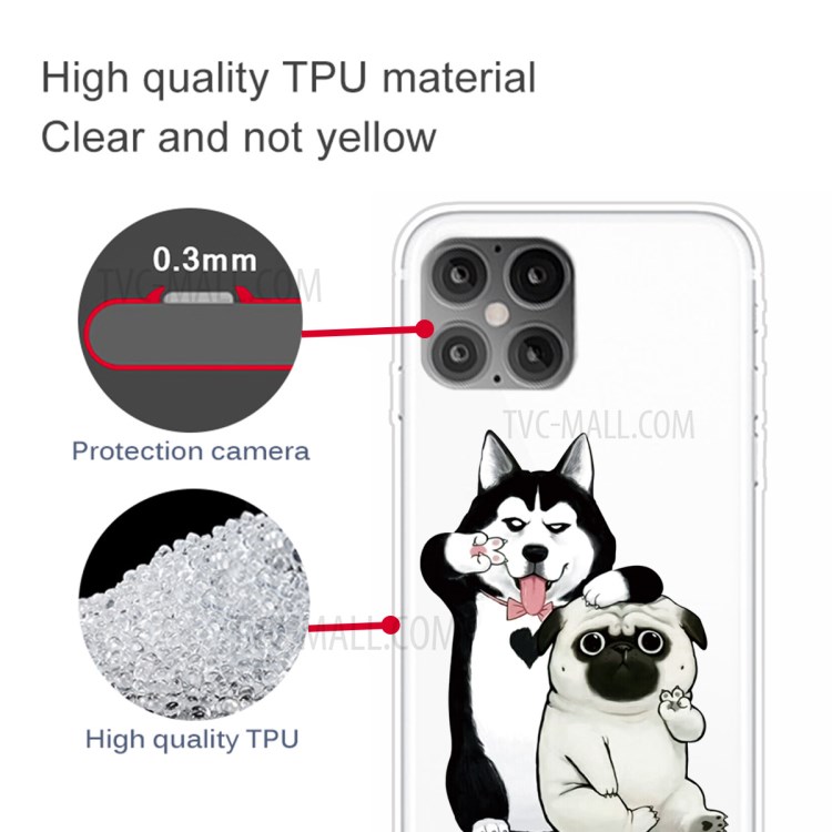 Pattern Printing TPU Back Protective Cover for iPhone 12 mini - Dogs-3