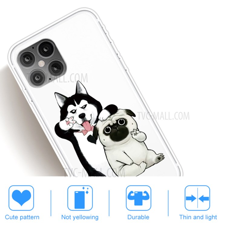 Pattern Printing TPU Back Protective Cover for iPhone 12 mini - Dogs-5