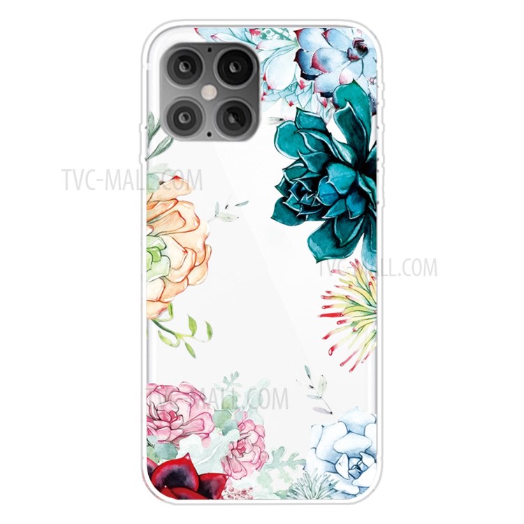 Pattern Printing TPU Back Protective Cover for iPhone 12 mini - Beautiful Flower-1