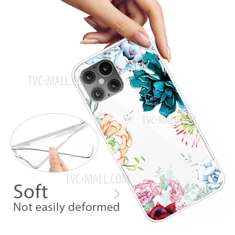 Pattern Printing TPU Back Protective Cover for iPhone 12 mini - Beautiful Flower-4