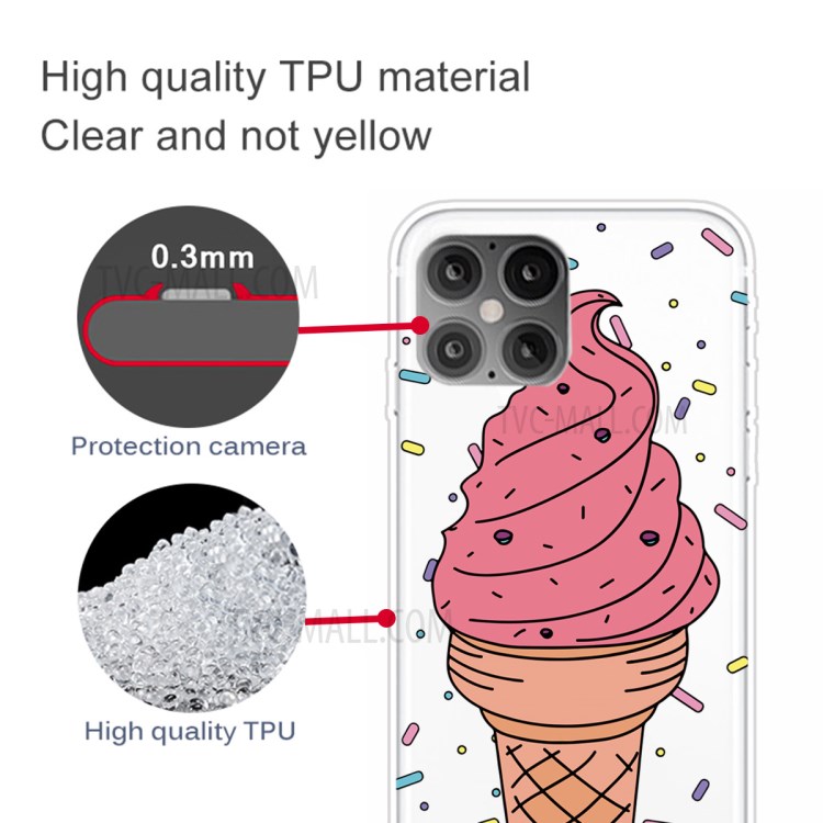 Pattern Printing TPU Soft Phone Case for iPhone 12 5.4 inch - Ice Cream-3