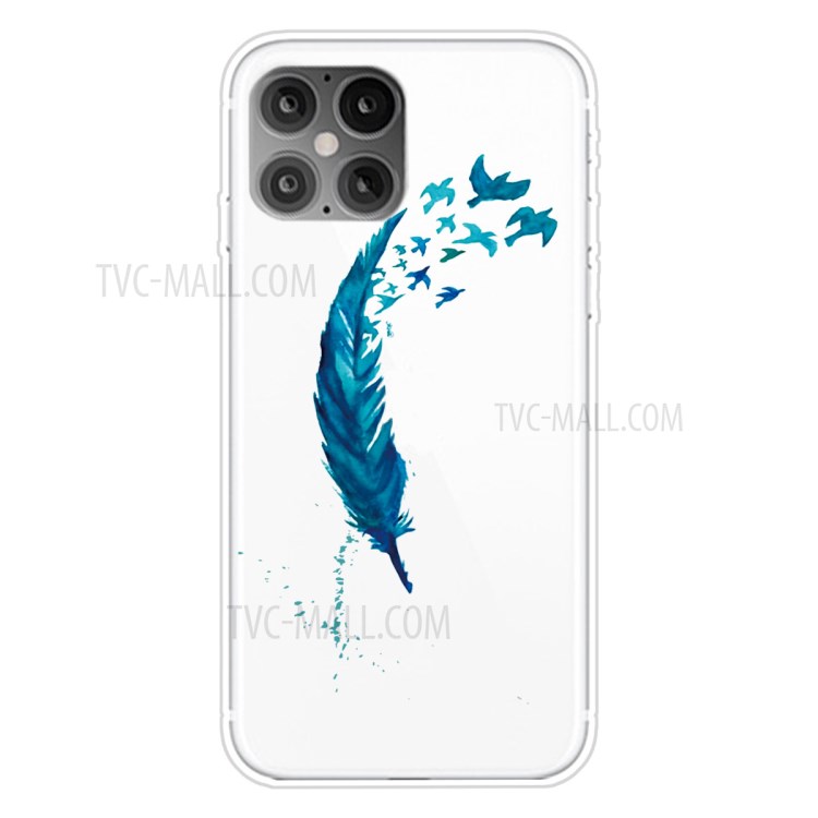 Pattern Printing TPU Soft Phone Case for iPhone 12 mini - Feather-1