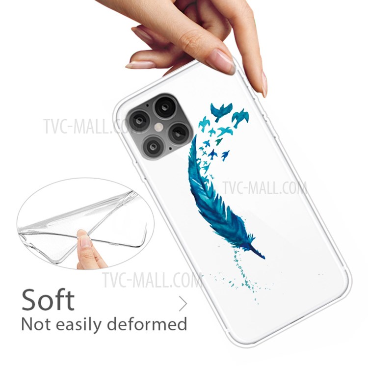 Pattern Printing TPU Soft Phone Case for iPhone 12 mini - Feather-4
