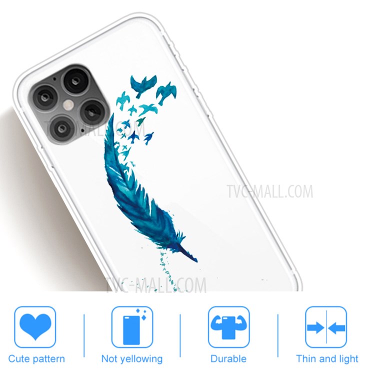 Pattern Printing TPU Soft Phone Case for iPhone 12 mini - Feather-5