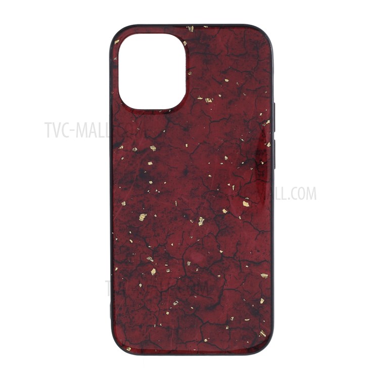Epoxy Gold-stamping TPU Cell Phone Case for iPhone 12 mini - Red-1