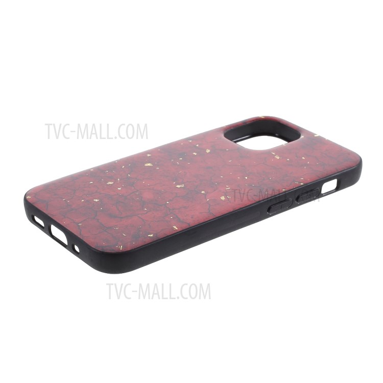 Epoxy Gold-stamping TPU Cell Phone Case for iPhone 12 mini - Red-3