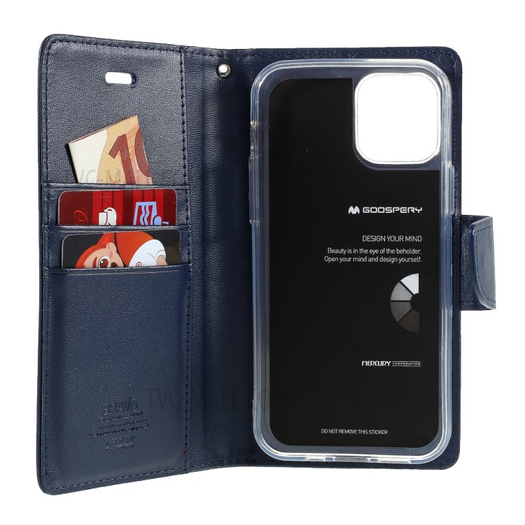 MERCURY GOOSPERY Bravo Diary Wallet Leather Flip Case for iPhone 12 mini - Blue-6