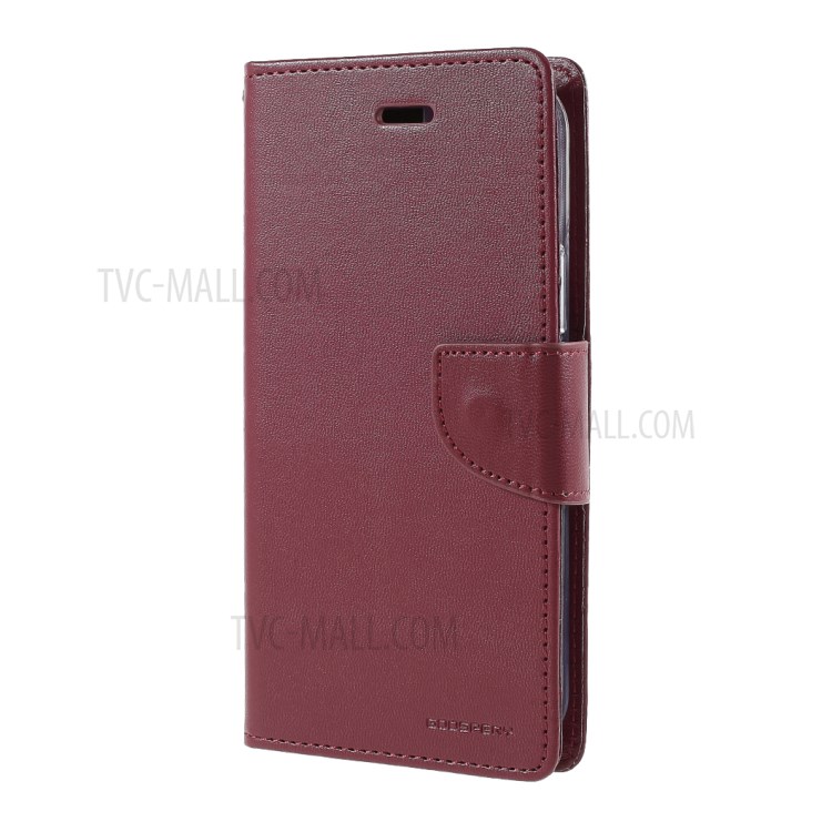 MERCURY GOOSPERY Bravo Diary Leather Wallet Case for iPhone 12 Pro/12 - Wine Red-2