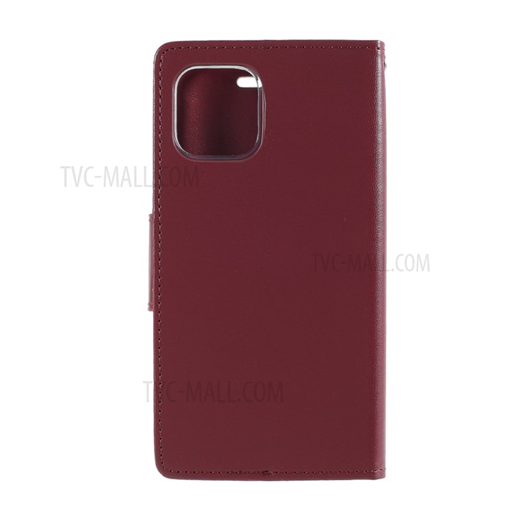 MERCURY GOOSPERY Bravo Diary Leather Wallet Case for iPhone 12 Pro/12 - Wine Red-3
