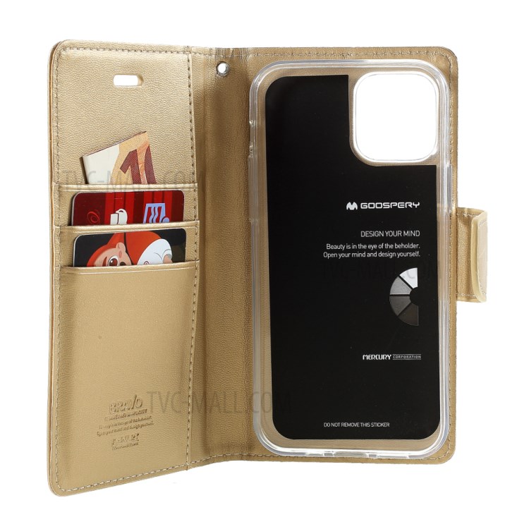 MERCURY GOOSPERY Bravo Diary Leather Wallet Case for iPhone 12 Pro Max 6.7-inch - Gold-6