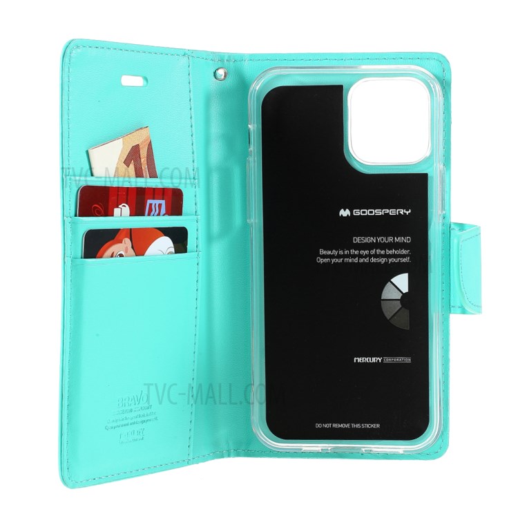 MERCURY GOOSPERY Bravo Diary Leather Wallet Case for iPhone 12 Pro Max 6.7-inch - Baby Blue-6