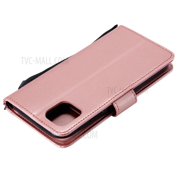 Flip Leather Cover Imprint Owls Pattern Wallet Stand Case for iPhone 12 mini - Rose Gold-6