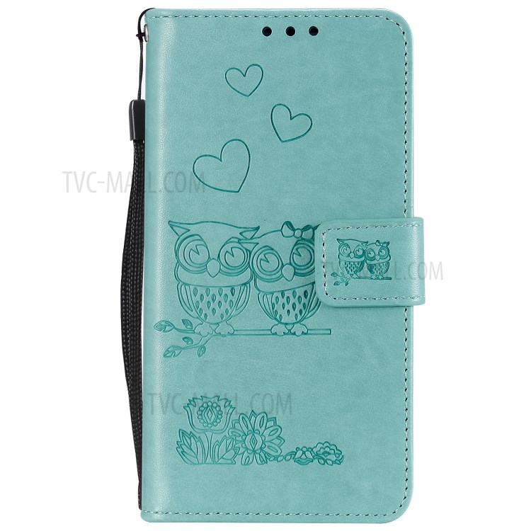 Flip Leather Cover Imprint Owls Pattern Wallet Stand Case for iPhone 12 mini - Green-2