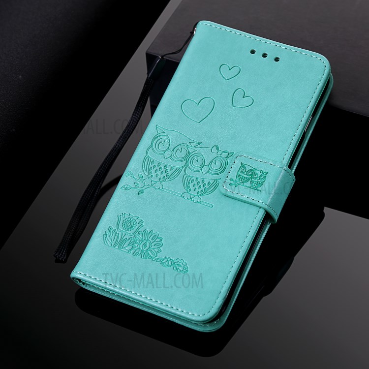 Flip Leather Cover Imprint Owls Pattern Wallet Stand Case for iPhone 12 mini - Green-9