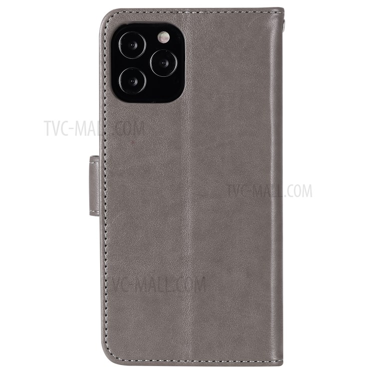 Flip Leather Cover Imprint Owls Pattern Wallet Stand Protective Case for iPhone 12 Pro Max 6.7 inch - Grey-4