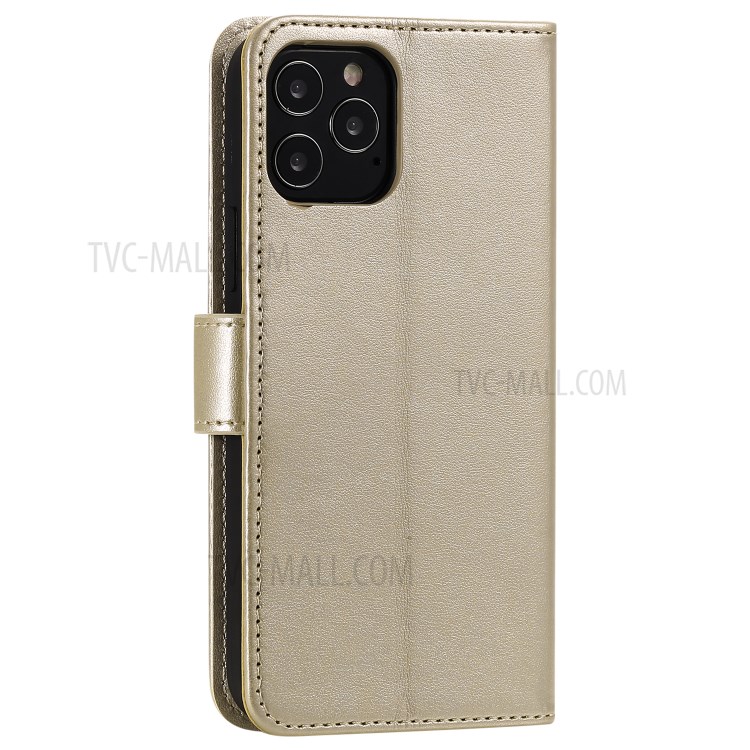 Flip Leather Cover Imprint Owls Pattern Wallet Stand Protective Case for iPhone 12 Pro Max 6.7 inch - Gold-6