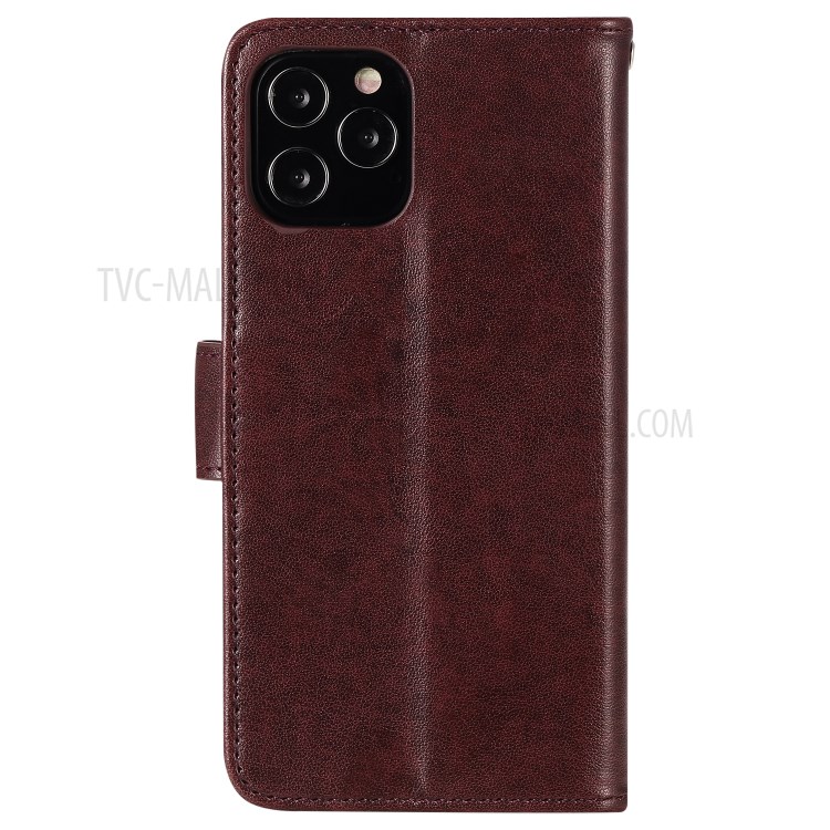 Flip Leather Cover Imprint Owls Pattern Wallet Stand Protective Case for iPhone 12 Pro Max 6.7 inch - Coffee-4