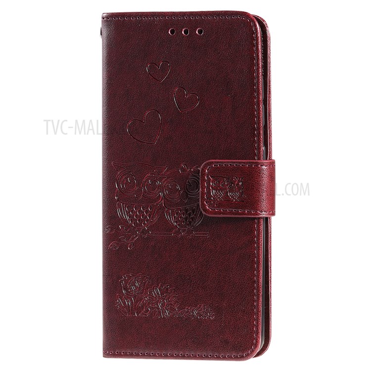 Flip Leather Cover Imprint Owls Pattern Wallet Stand Protective Case for iPhone 12 Pro Max 6.7 inch - Coffee-5