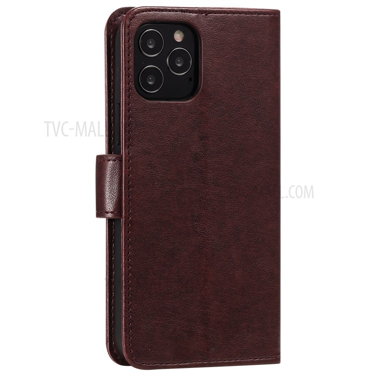 Flip Leather Cover Imprint Owls Pattern Wallet Stand Protective Case for iPhone 12 Pro Max 6.7 inch - Coffee-6