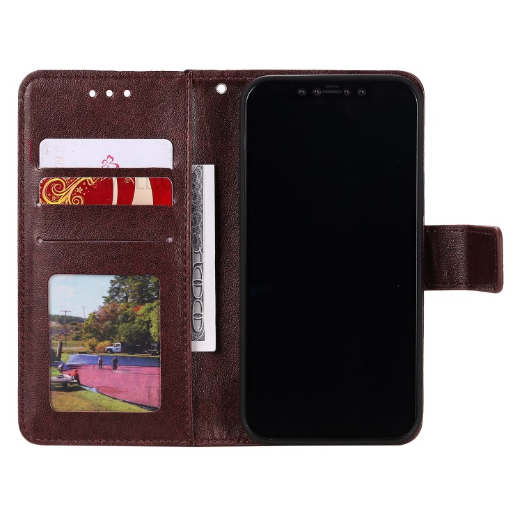 Flip Leather Cover Imprint Owls Pattern Wallet Stand Protective Case for iPhone 12 Pro Max 6.7 inch - Coffee-7