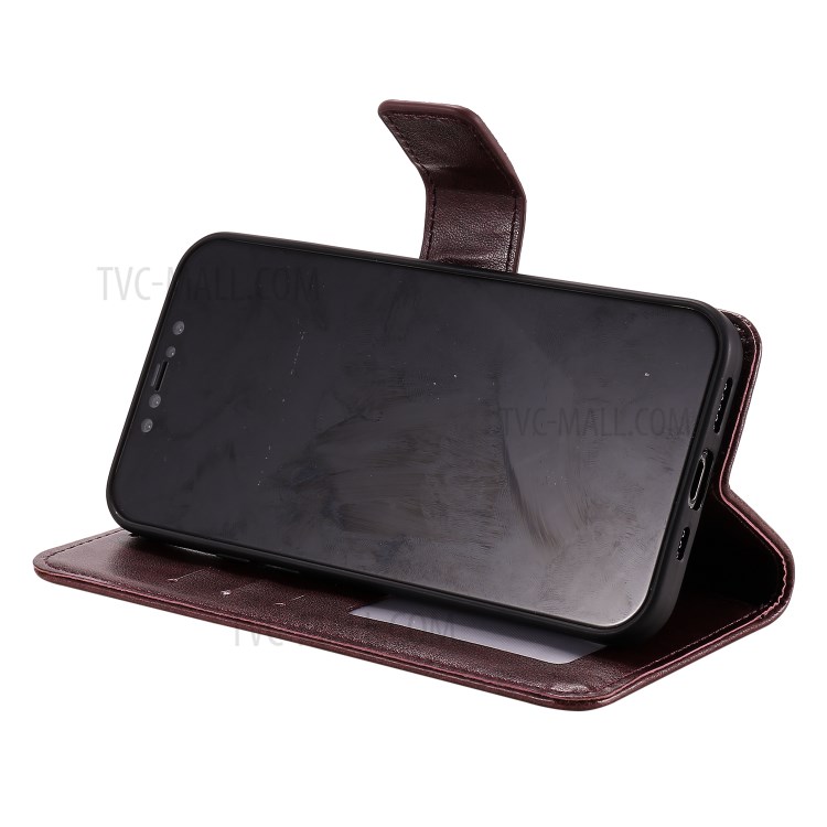 Flip Leather Cover Imprint Owls Pattern Wallet Stand Protective Case for iPhone 12 Pro Max 6.7 inch - Coffee-8