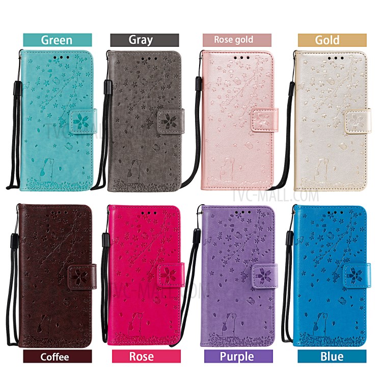 Imprint Sakura Cat Leather with Wallet Stylish Case for iPhone 12 Max/12 Pro 6.1 inch - Grey-11