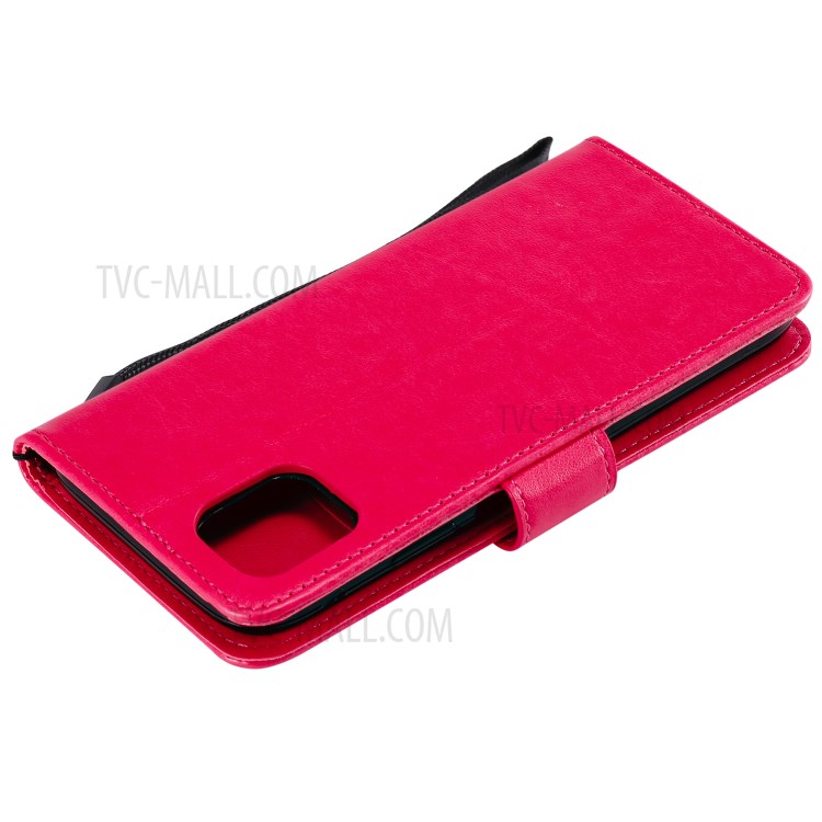 Imprint Sakura Cat Leather with Wallet Stylish Case for iPhone 12 Pro/12 - Rose-5