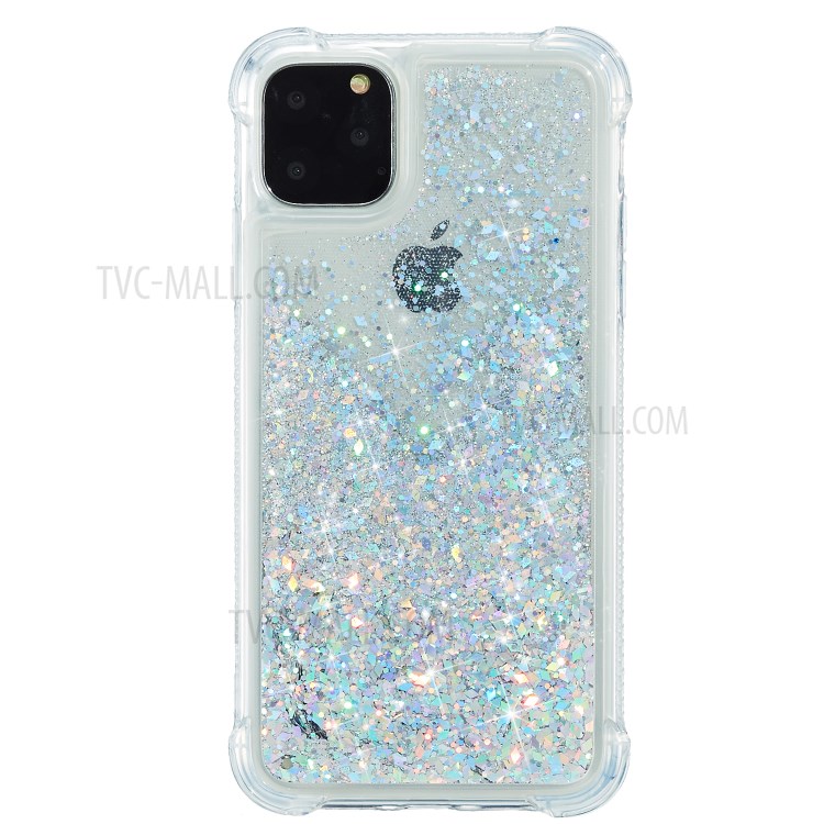 Pure Color Glitter Powder Quicksand TPU Special Cover for iPhone 12 5.4 inch - Silver-3