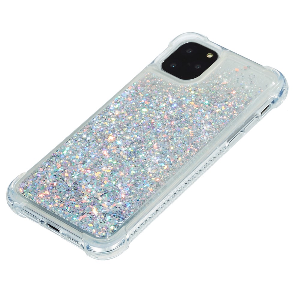 Pure Color Glitter Powder Quicksand TPU Special Cover for iPhone 12 5.4 inch - Silver-7