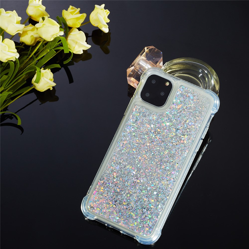 Pure Color Glitter Powder Quicksand TPU Special Cover for iPhone 12 5.4 inch - Silver-8