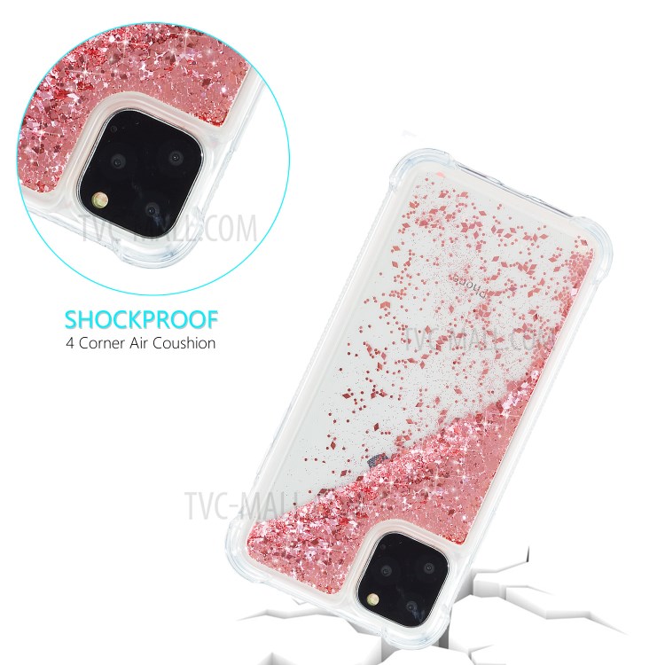 Pure Color Glitter Powder Quicksand TPU Special Cover for iPhone 12 mini - Pink-2