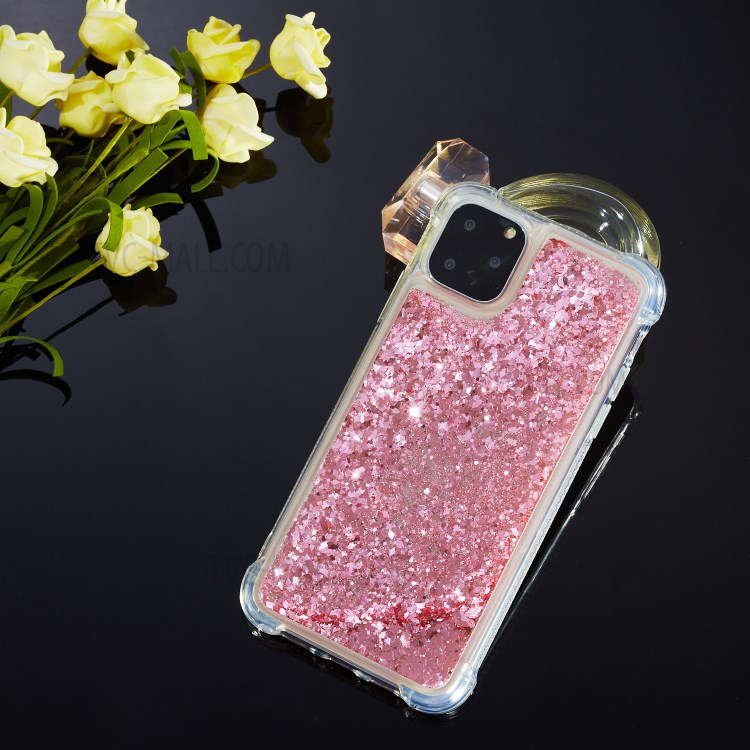 Pure Color Glitter Powder Quicksand TPU Special Cover for iPhone 12 mini - Pink-4