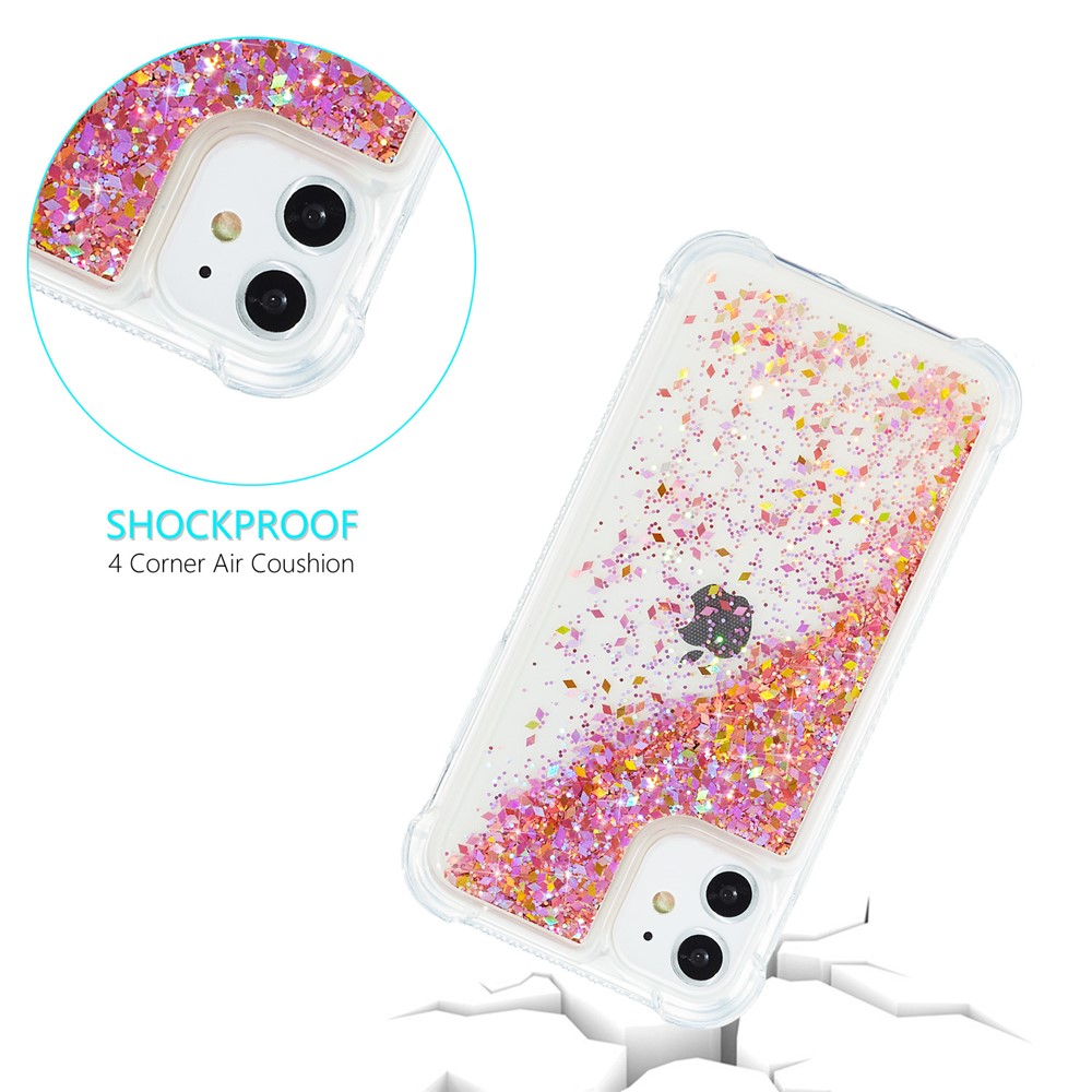 Glitter Powder Quicksand Rhinestone Decor Kickstand TPU Phone Cover for iPhone 12 Pro/12 - Orange-2