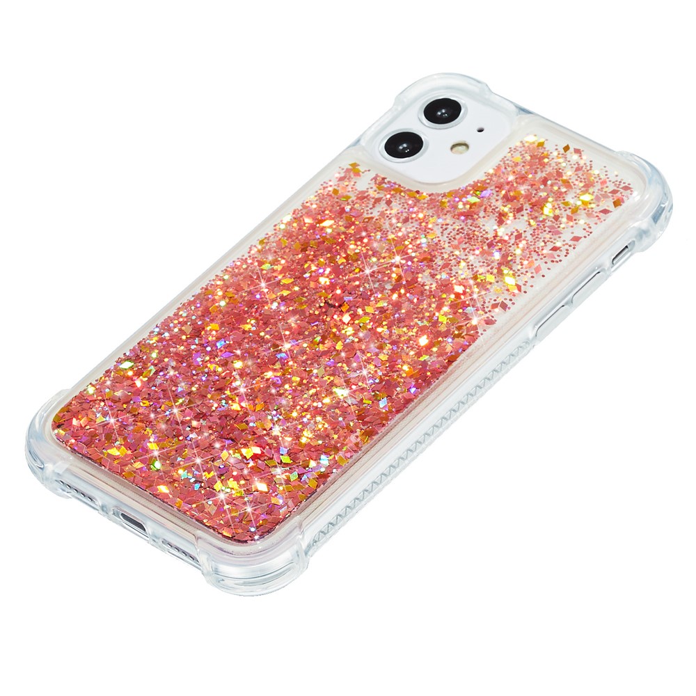 Glitter Powder Quicksand Rhinestone Decor Kickstand TPU Phone Cover for iPhone 12 Pro/12 - Orange-3