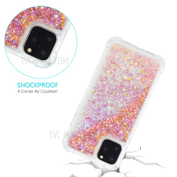Pure Color Glitter Powder Quicksand TPU Case for iPhone 12 Pro Max 6.7 inch - Red-2